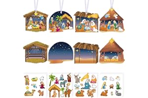 CENSEN 24 Pcs Christmas Stickers Make a Nativity Scene Sticker with Ropes Nativity Stickers Craft Xmas DIY Crafts for Nativity Scene Party Supplies Religious Theme Party Game Education Activity Gift