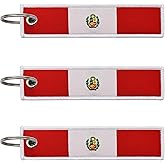 LLBFHH 3 Pcs Peru Peruvian Country Flag Keychain,Woven label Key Chains for Car Keys,Fabric Key Chains Men and Women,Used for Various Decorations.