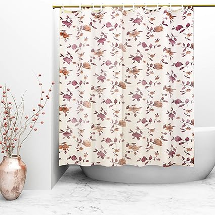 Kuber Industries Floral PVC Shower Curtain with 8 Hooks - 54x84, Multicolour