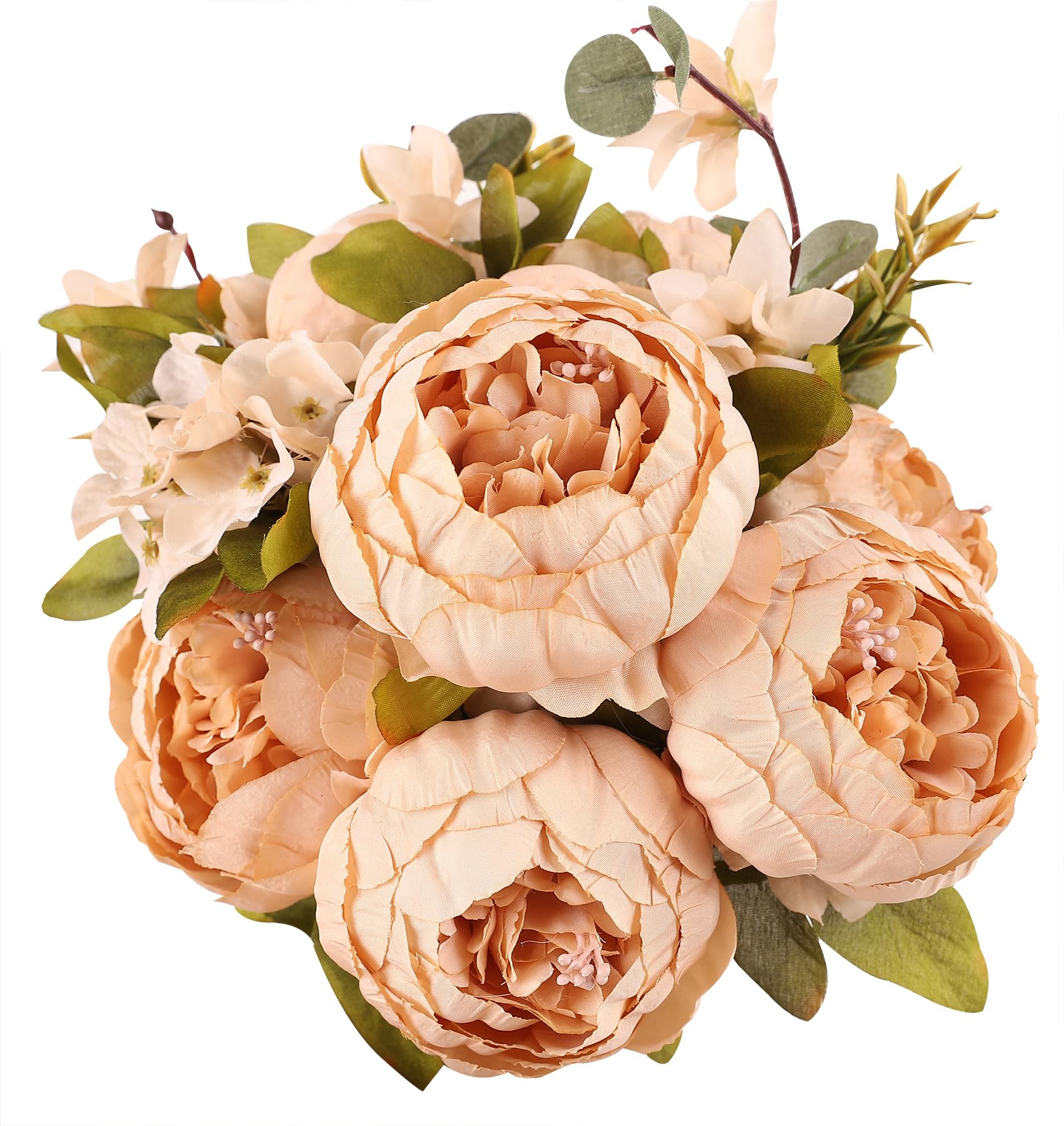 Photo 1 of Duovlo Artificial Peony Silk Flowers Fake Flowers Vintage Wedding Home Decoration,Pack of 1 (Light Champagne)
