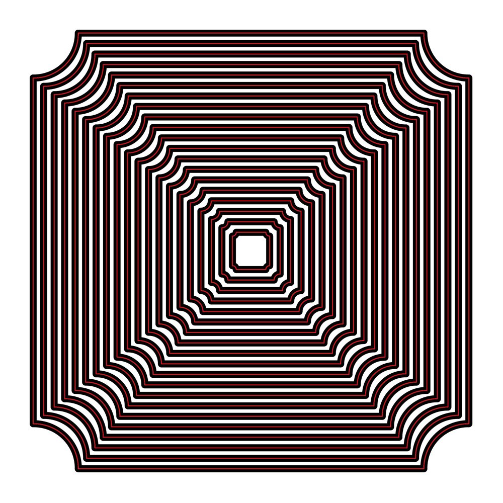 Presscut cutting die SQUARE notched corner nesting layering set of 20 pcd136