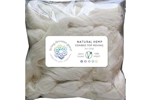 LIVING DREAMS YARN Hemp Fiber for Spinning Blending Dyeing. Strong Durable Vegan Combed Top Roving, White
