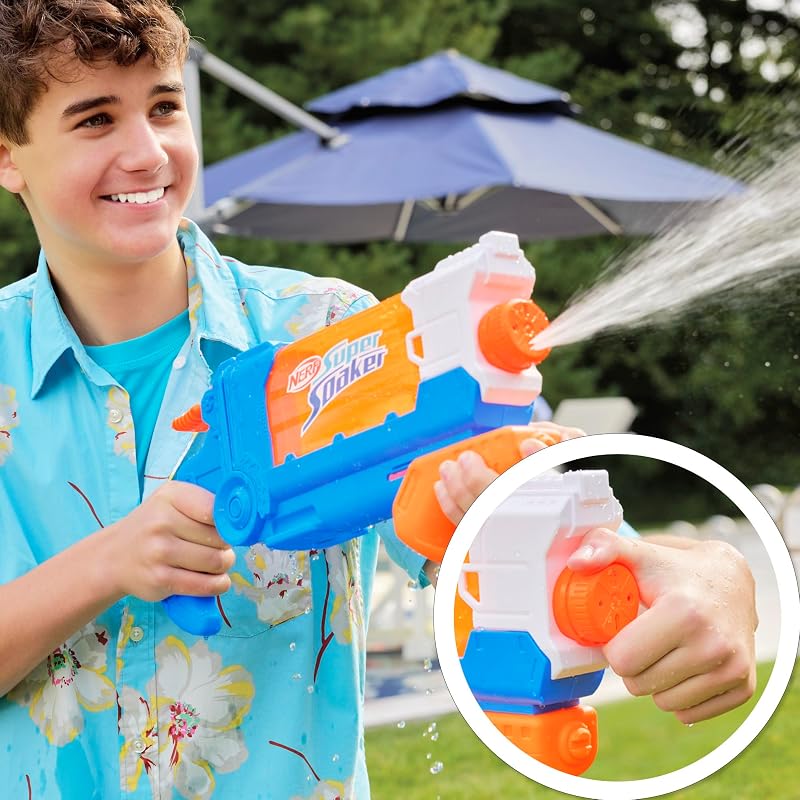 Nerf super soaker, flip fill water blaster, 4 estilos de spray, preenchimento rápido, tanque de 0,8l, brinquedos aquáticos