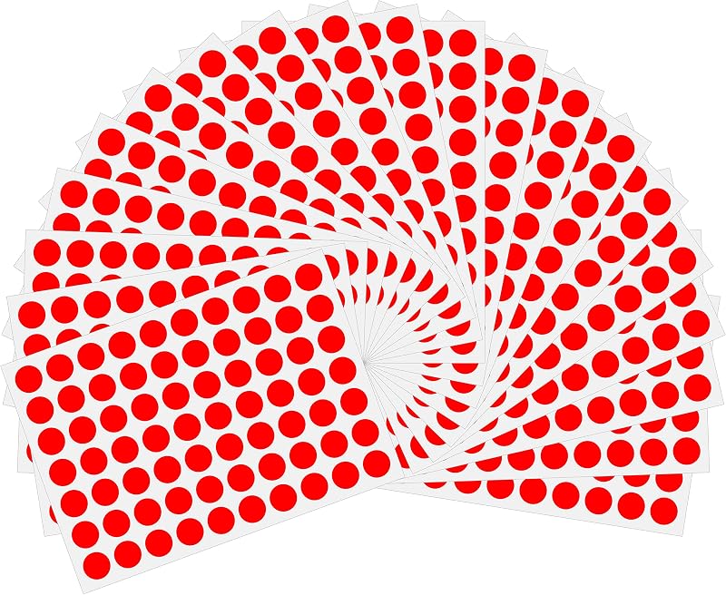 HYBSK Hylabelest 10mm Red Dot Stickers 1400 Labels 20 Sheets Gloss Paper