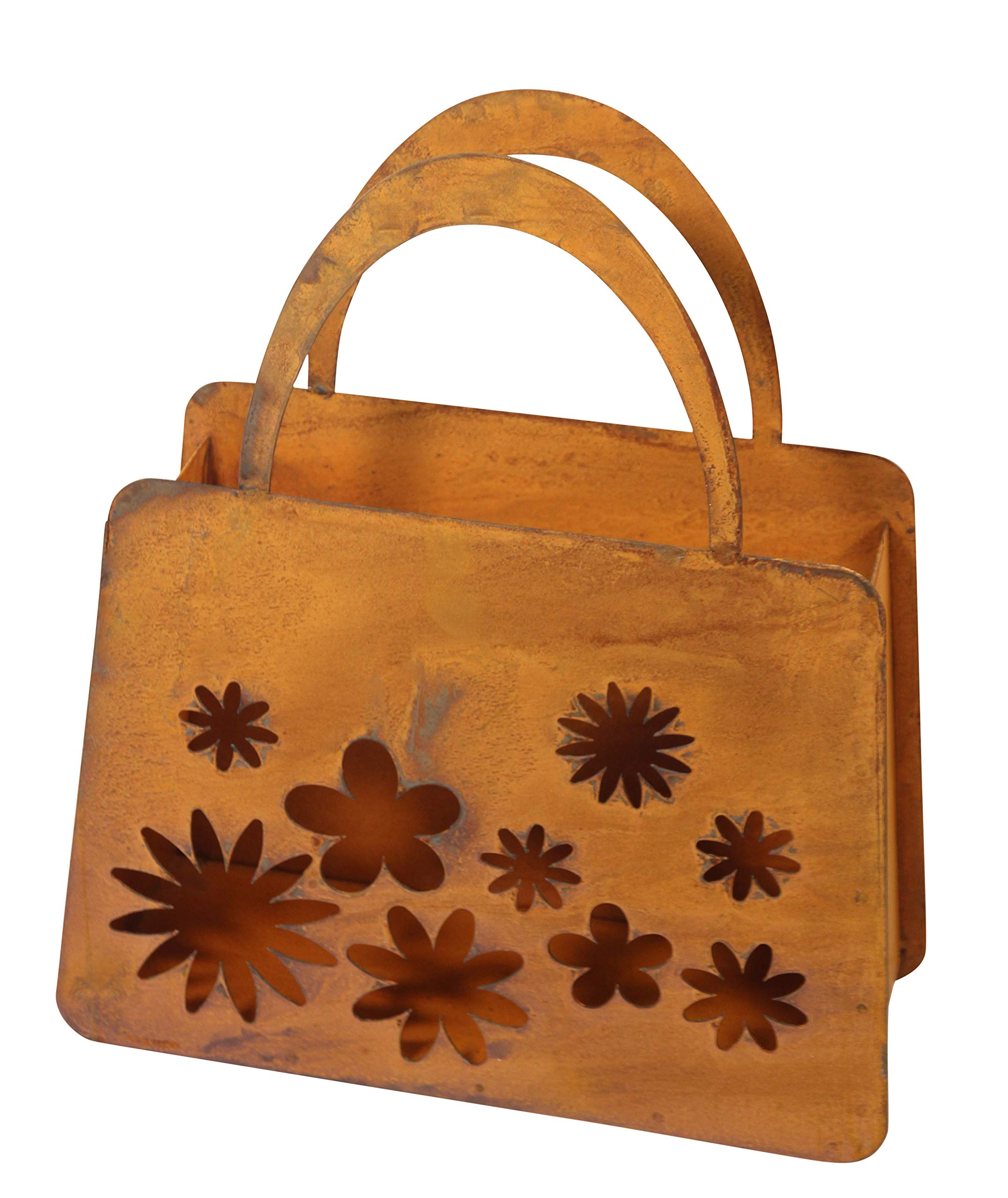 Bornhöft Plant Bag, Tealight Holder, Rusty Metal Garden Decoration, 27cm x 32cm, Garden Decoration (Flowers)