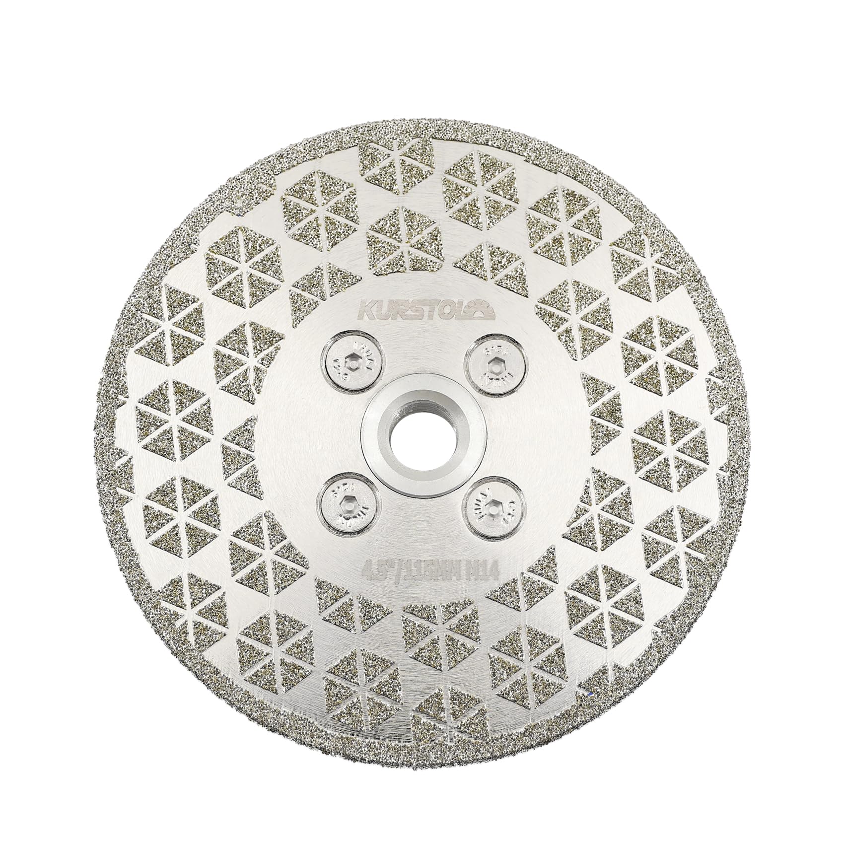 KURSTOL Diamond Grinding Cutting Disc - Granite Grinding Wheel 4.5"/115mm M14 Flange, Double-sided Diamond Cutting Wheel for Beveling Shaping Marble,Porcelain,Ceramic Tile,Quartz
