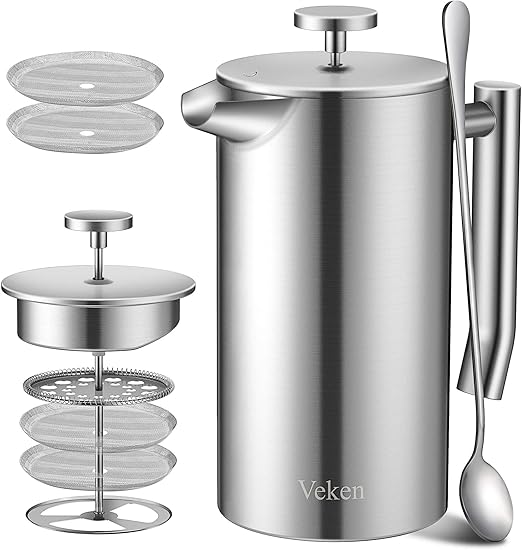 Amazon Com Veken French Press Double Wall 18 10 Stainless Steel
