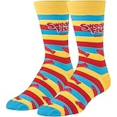 Crazy Socks – Swedish Fish Crew Socks – Official Candy Merch with Red Fish Print – Large Size Polyester Blend – Fun Novelty Gift Socks for Men & Women