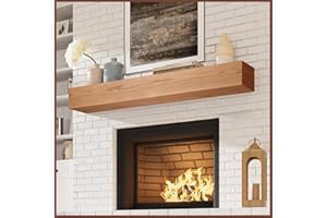 Eshoma Fireplace Mantel - Handcrafted Solid Mantel Shelf for Over Fireplace - Wall Mounted Floating Mantel Shelf with Invisible Brackets - 60 Inch - Oak
