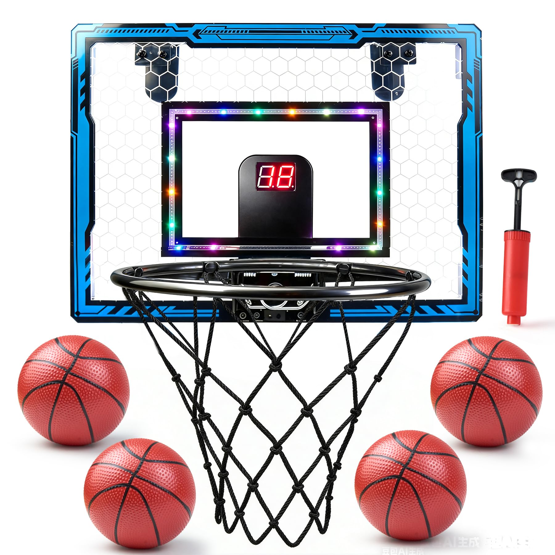 Basketball Hoop Indoor, Mini Basketball Hoop Wall Mounted Indoor Basketball Toy for Boys and Girls Age 3-12 Years Cheering Basketball Toy Automatic Scoring with 4 Balls for Boy Toys Adults Relax