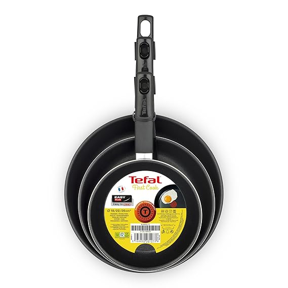 Tefal First Cook sartenes Negro Gas, Aluminio, Negro, 18/22/26 cm: Amazon.es: Hogar