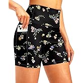 Soothfeel Women's High Waisted Swim Board Shorts 5 Inch UPF 50+ Tummy Control Bathing Suit Bottoms for Women with Pockets