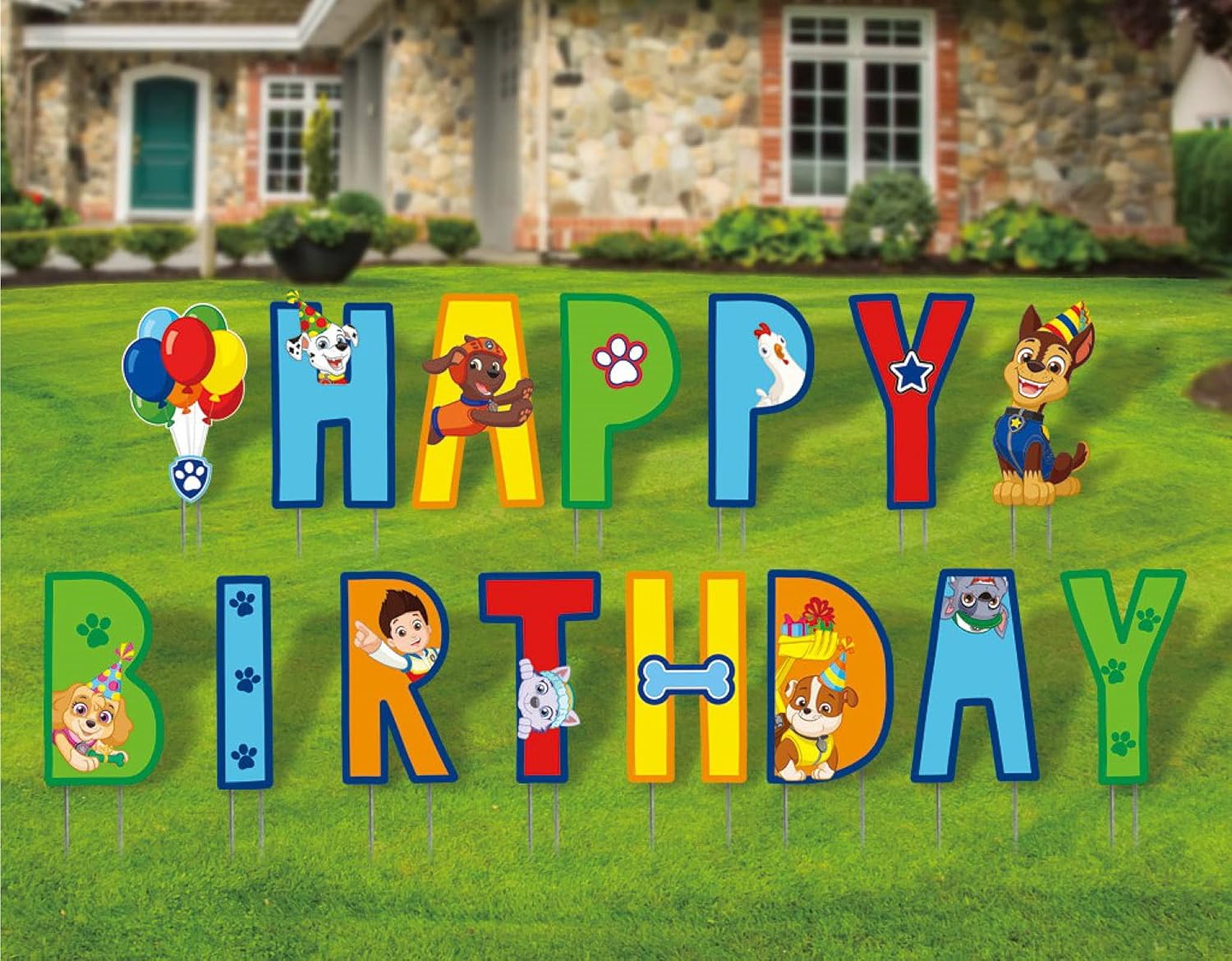 Yard Signs - Paw Patrol Happy Birthday Yard Signs with Metal Stakes, 16