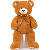 MorisMos 47inch Giant Teddy Bear Stuffed Animal 4ft, Big Teddy Bear Plush for Baby Shower, Life Size Stuffed Bear Gifts for Kids, Girls, Girlfriend, Women on Valentine, Christmas, Birthday（Brown）