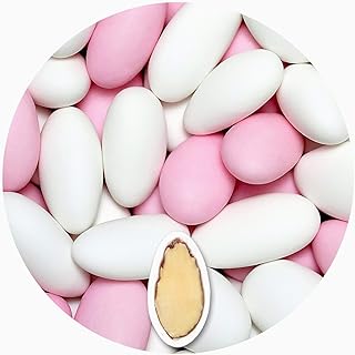 EinsSein® 1 Kg Hochzeitsmandeln Gracile MIX weiss & rosa MATT ca 64 Gastgeschenke Hochzeit Taufmandeln Zuckermandeln Bonboniere Bonbons Koufeta Confetti Taufe Konfirmation organzasäckchen schoko