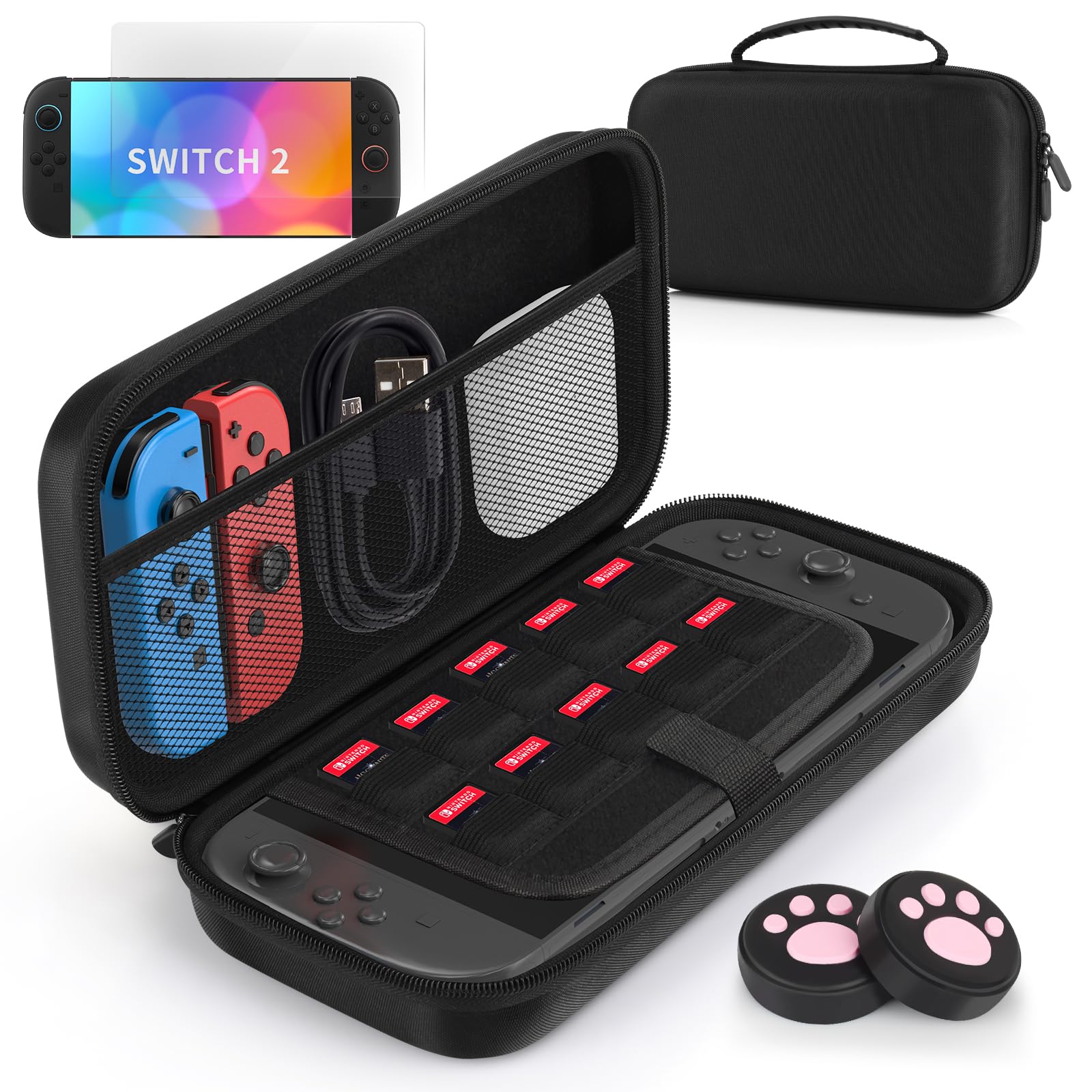 NTMYEVE Switch 2 Carrying Case - Switch 2 Protective Cases Portable for Travel, Upgraded Thickened EVA Hard Shell with Anti-Squeeze Protection, Large Capacity for Nintendo Switch 2 Accessories
