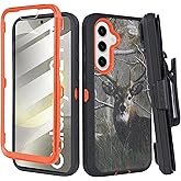 Thousandgear Compatible for Samsung Galaxy S25 2025, Built in Screen Protector, Belt Clip Holster Heavy Duty Defender Case Dustproof Shockproof Protection (Deer)