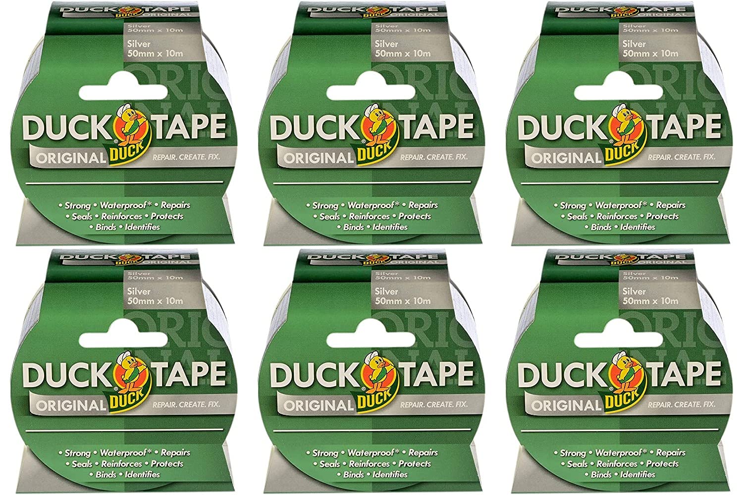 Duck Tape Original Silver, 50mm x 10m, Pack of 6