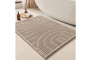 MontVoo Waffle Bath Mat Super Absorbent Bathroom Mat Non Slip Bath Mats for Bathroom Machine Washable Bathroom Rug Soft Woven