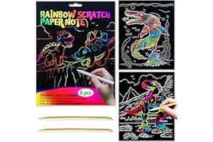BAOXUE Rainbow Scratch Paper Art Set - Scratch Coloring Book for Kids Ages 4-8, Christmas Crafts, Stocking Stuffers
