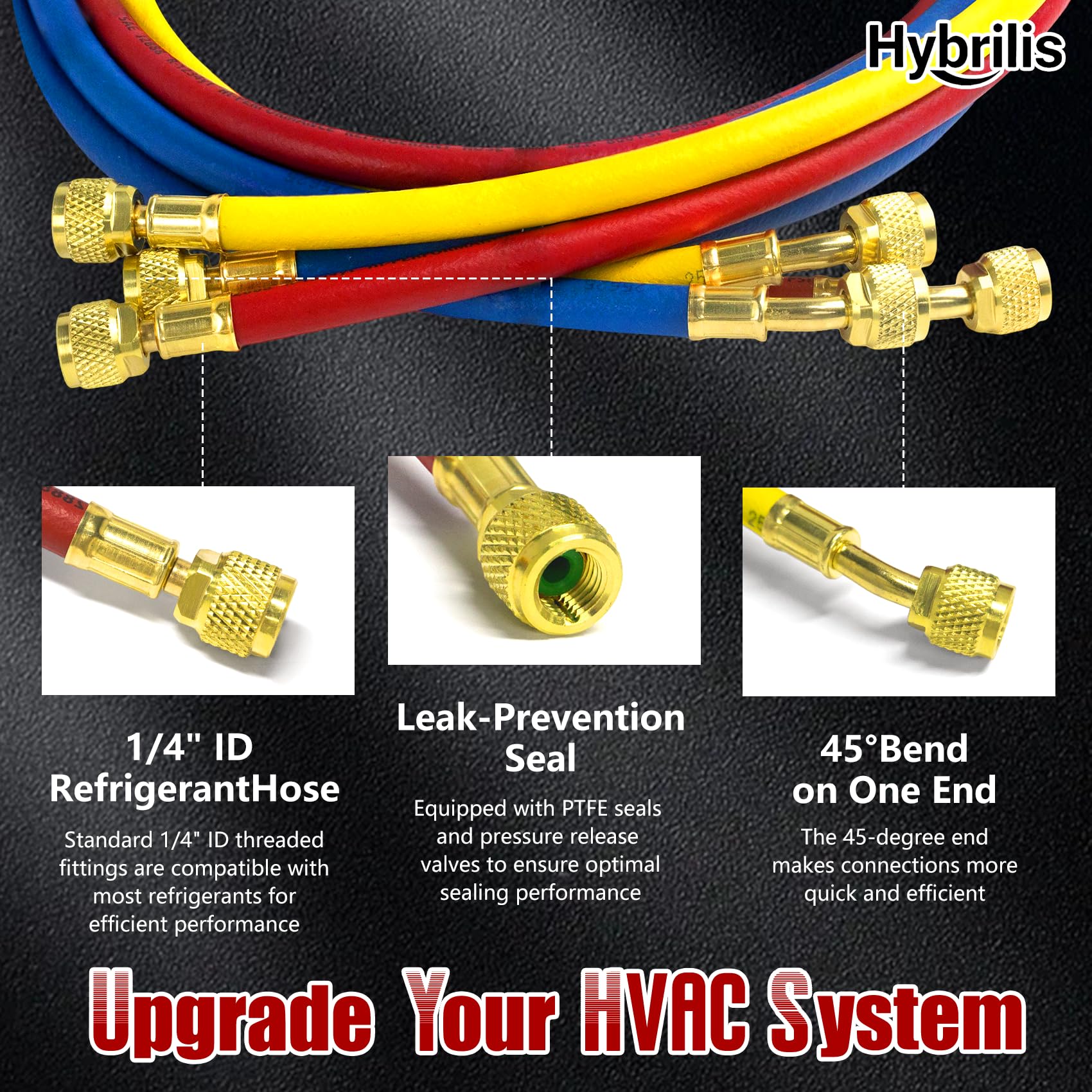 Condition photo showing New/Like New for hybrilis 2026 upgrade 120"(10ft) refrigerant charging hose, 1/4", for r134a, r410a, r22 and all comm