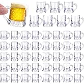 Breroa 48 Pieces Mini Beer Mug Shot Glasses, 1 Ounce Mini Plastic Beer Mugs with Handles, Clear Reusable Stein Tasting Glasses for Drinking Festival Party Barbecue Wedding