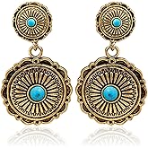 Western Outfit Earrings for Women Country Style Earrings Turquoise Accent Dangle Jewelry for Concerts & Festivals, Lightweight Boho Outfit Accessories