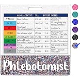 Plifal Phlebotomist Badge Buddy with Order of Blood Draw Reference Card - Phlebotomy Nurse Essentials Accessories for Hospital, Gold Horizontal ID Name Tag with Flash Card Cheat Sheet