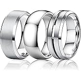 Besteel Mens Wedding Band Stainless Steel Rings for Men Women Gold Black Silver Cool Simple Promise Engagement Ring Set Jewelry Gift Comfort Fit 6-14 8MM Anillos Para Hombre 3 Pcs