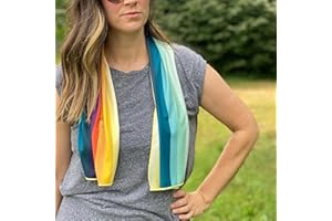 SHAKEitCOOL Extended Size Cooling Towel – Be Cool in Style - Heat Relief, Soft, Lightweight, Sun Protection, Easy Clean - Perfect for Biking, Hiking, Running, Yoga, Golf, Gardening - Sunset Wave M