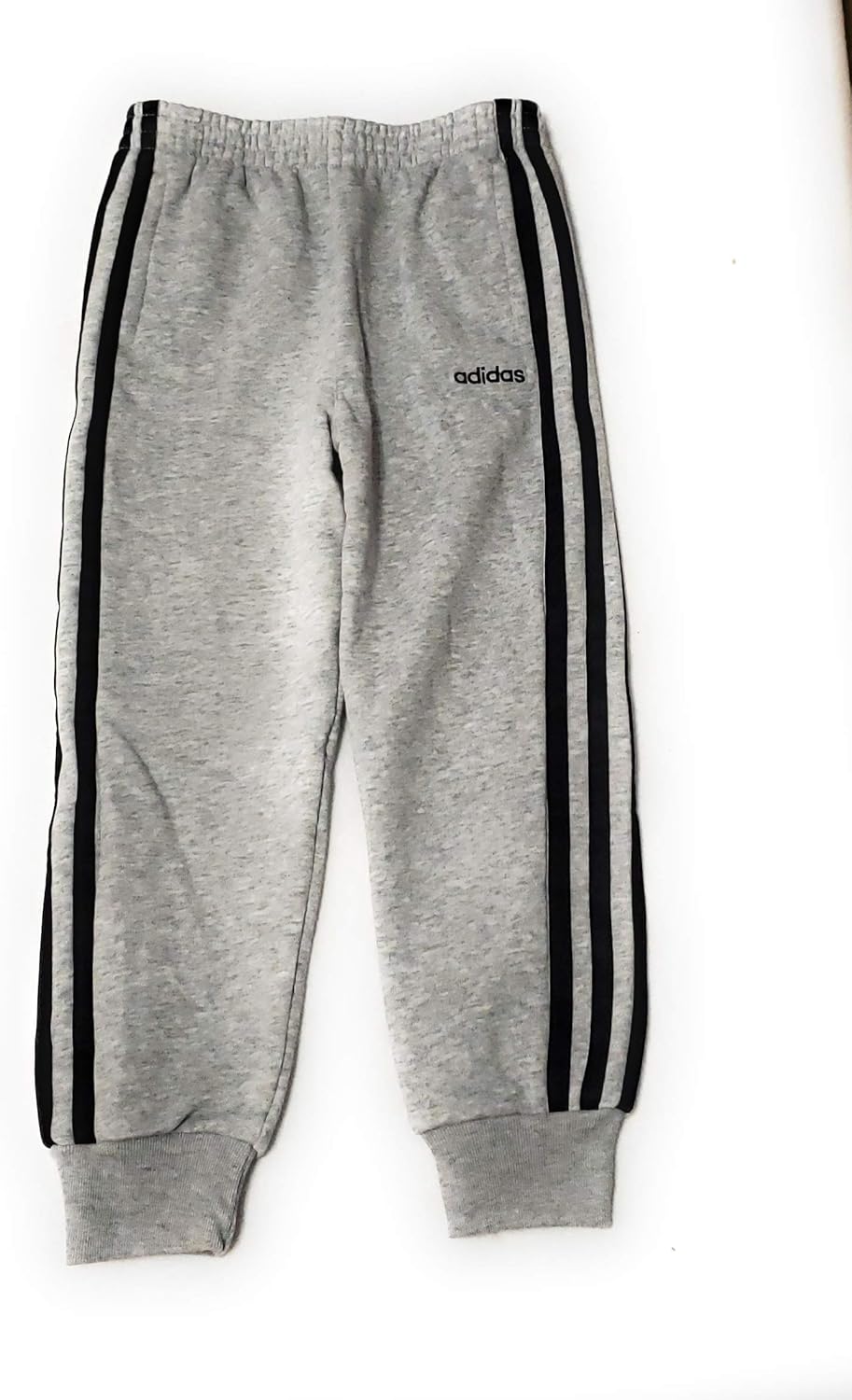 adidas Little Boys Fleece Athletic Training Sweatpants (5, Grey/Black