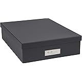Bigso Oskar Fiberboard Label Frame Document Letter Box, 3.3 x 10.2 x 13.8 in, Dark Grey