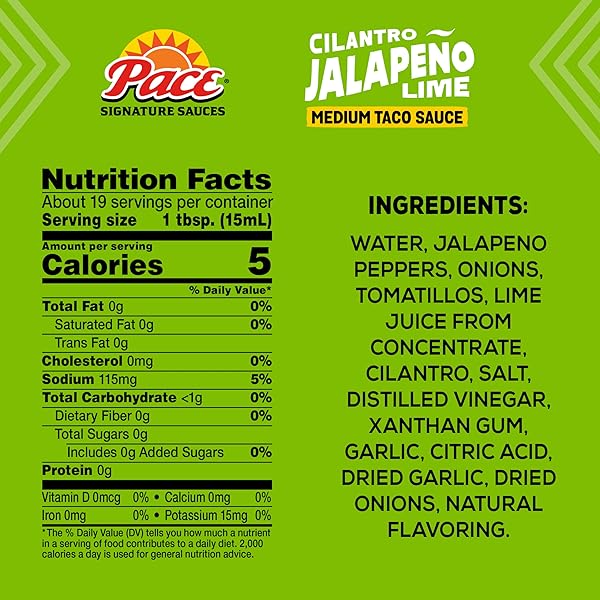 PACE CILANTRO JALAPENO LIME SIGNATURE SAUCE, 10.4 OZ