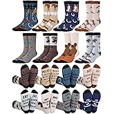 Shyyween 8 Pairs Funny Horse Socks for Men Riding Novelty Equestrian Crew Dress Socks Western Cowboy Riding Gift for Horse Lovers Equestrians Derby Holiday Party Favors