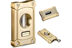 CIGARLOONG Cigar Cutter Stainless Steel Sharpening V Cut Blades with Cigar Punch