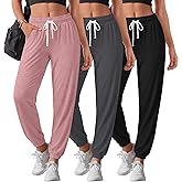 Velvelhall 3 Pack Womens Sweatpants Lightweight Joggers Lounge Pants Casual Tapered Cuffs Elastic Drawstring with Pockets