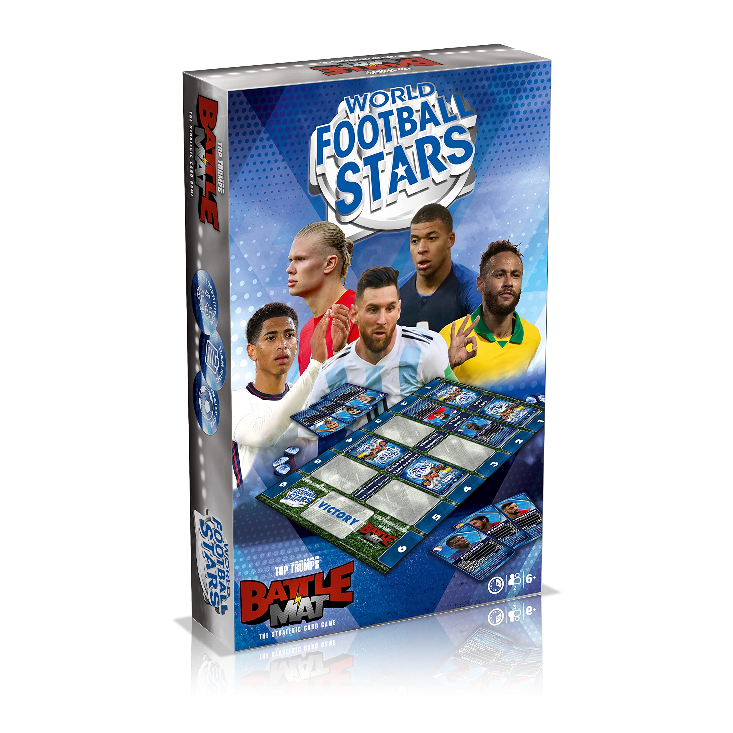 Top Trumps World Football Stars Battle Mat Board Game, Play with Ronaldo, Messi, Harry Kane, Haaland and Salah, gift for ages 6 plus