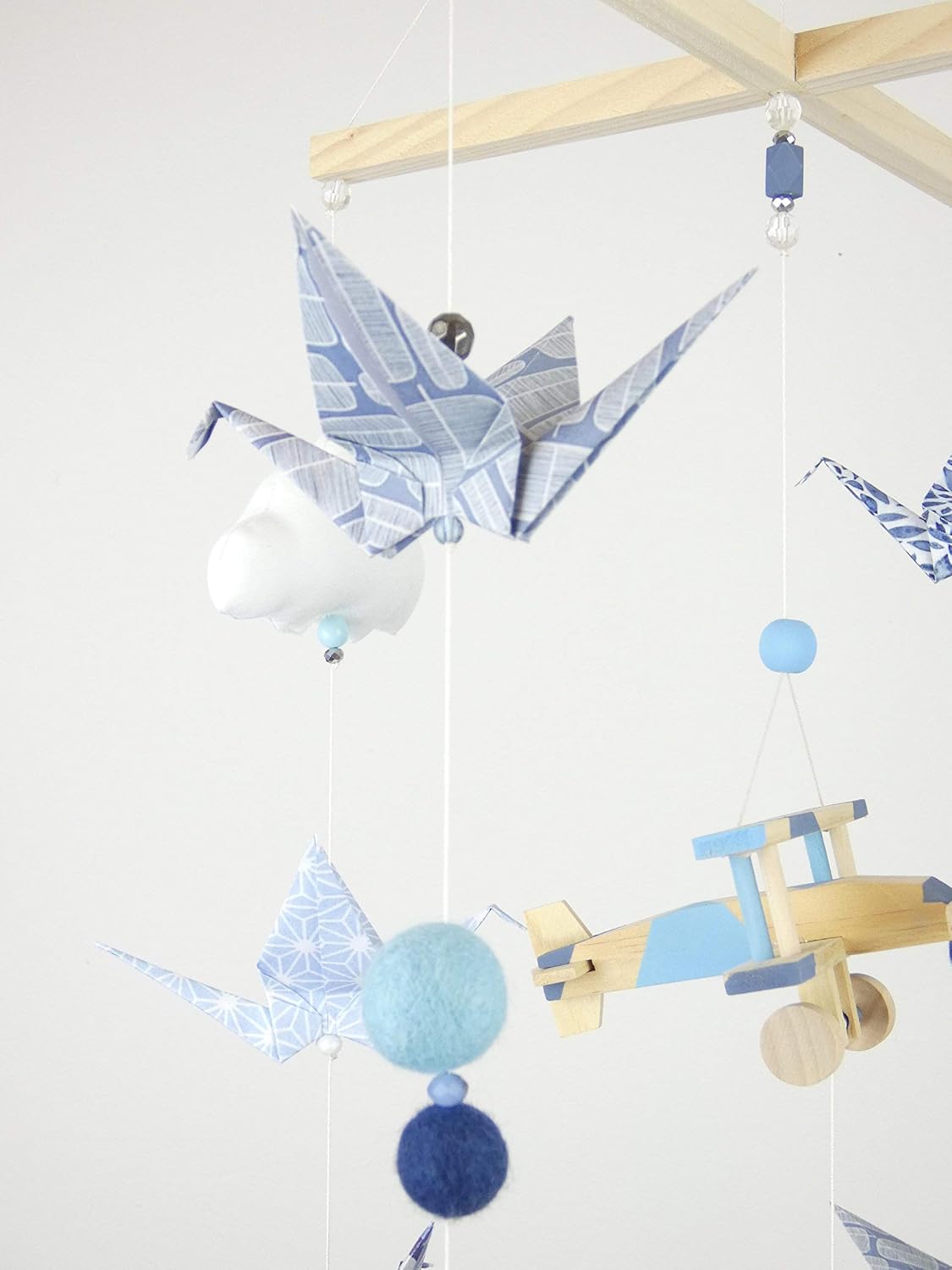Decoration De Chambre D Enfant Mobile Bebe Origami Bois Bleu Avion Produits Handmade Lemoncitylive Com