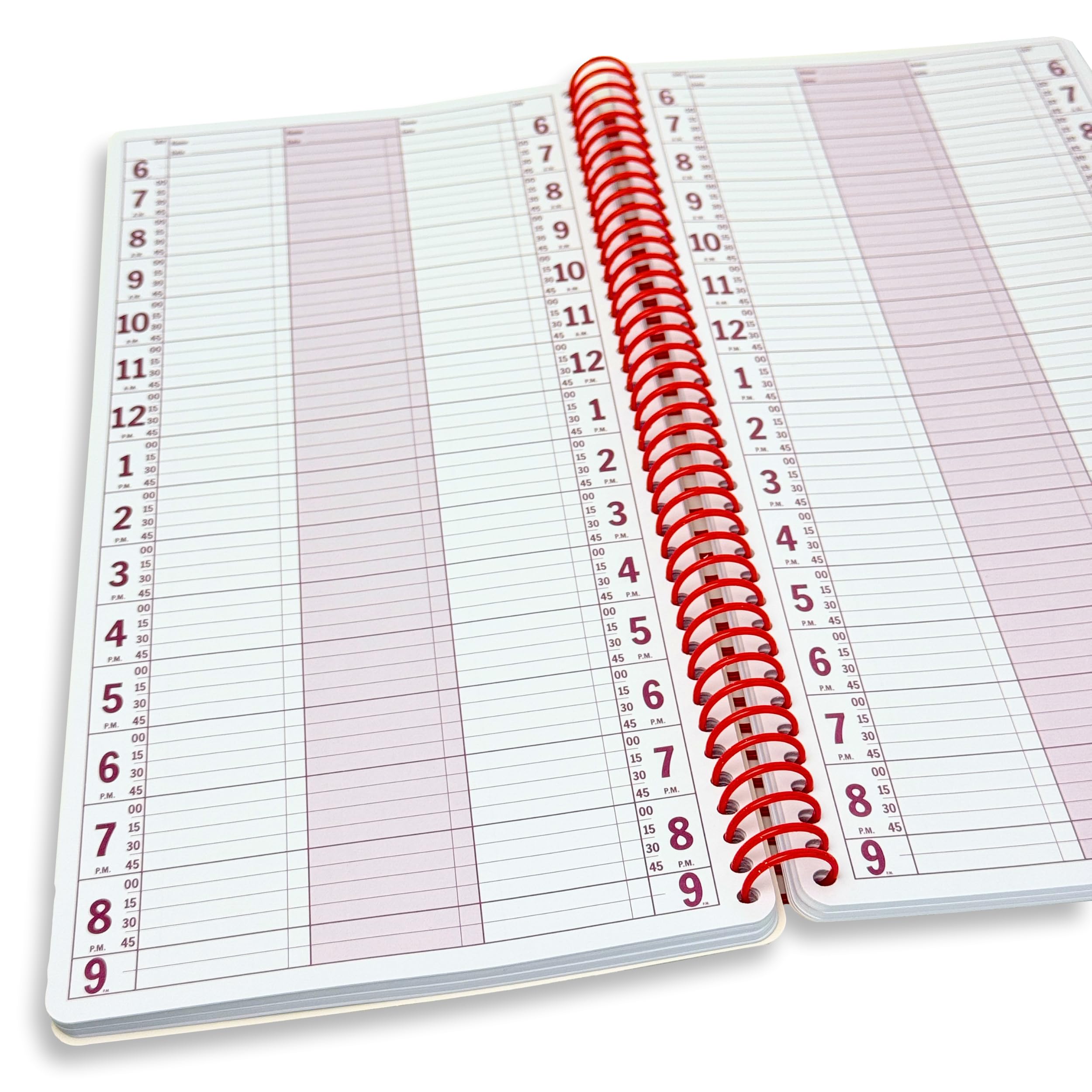 Portage Business Appointment Book and Hourly Planner – Undated 2024 Planner in 15 Minute Intervals, Spiral Bound With Rounded Pages – 17 x 35 cm, 2 Column, 200 Pages (100 Sheets)