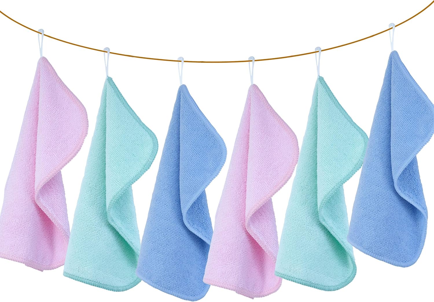 POLYTE Premium Hypoallergenic Gentle Microfibre Baby Washcloth, 25 x 25 cm, 6 Pack, Light Blue, Green, Pink - Image 3
