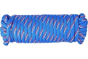 Wellmax Diamond Braid Nylon Rope - 3/8 Inch by 50 Feet Blue Color - Extra Strength, Sunlight and Weather Resistant - Heavy Duty Construction