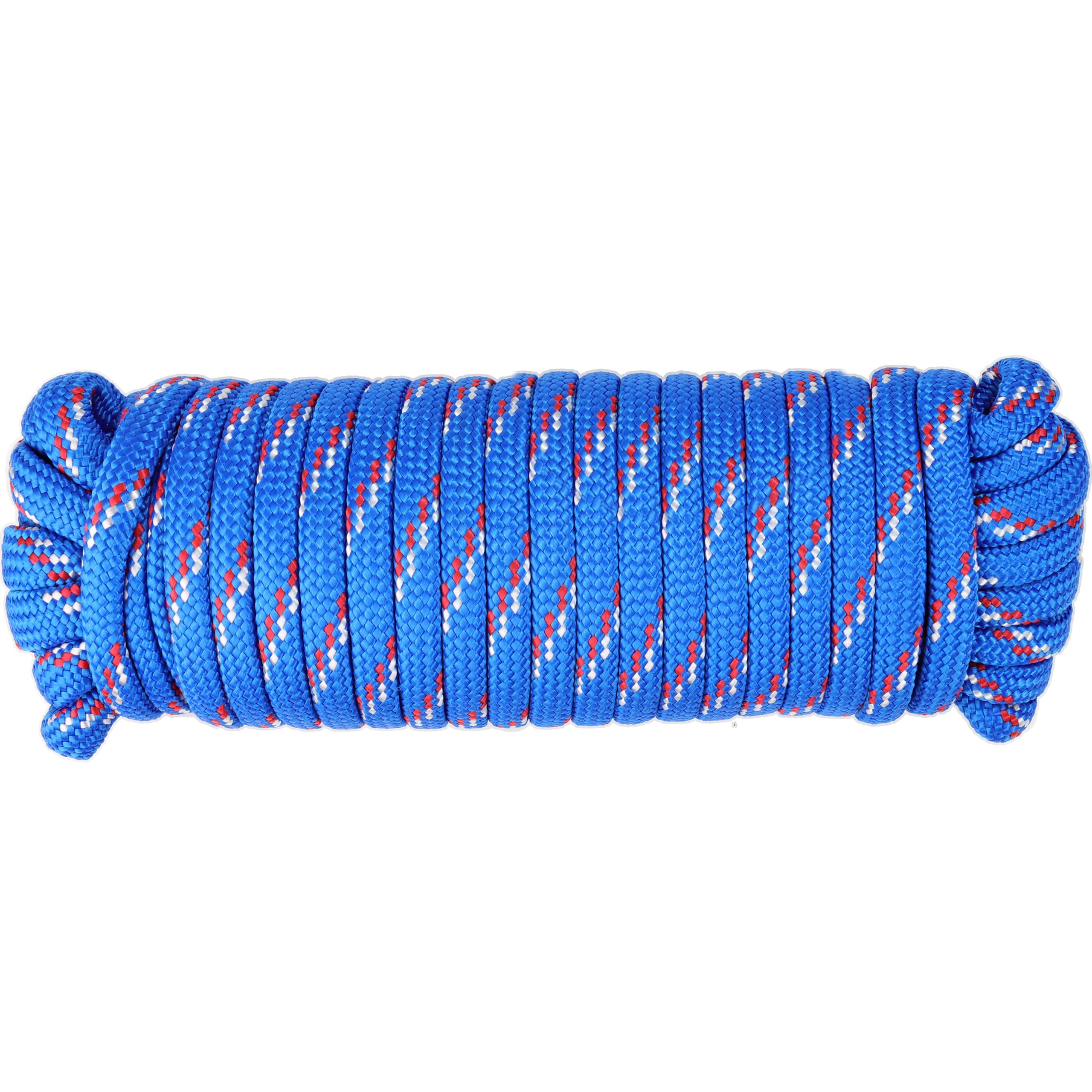 Wellmax Diamond Braid Nylon Rope - 3/8 Inch by 50 Feet Blue Color - Extra Strength, Sunlight and Weather Resistant - Heavy Duty Construction