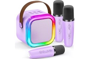 IROO Mini Karaoke Machine for Kids, 2025 TOP Toys Christmas Birthday Gifts Ideas for Girls Ages 4, 5, 6, 7, 8, 9, 10, 12+ Years Old, Portable MP3 Player with 2 Wireless Mics for Party