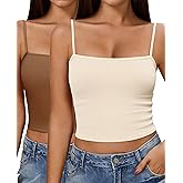 Ekouaer Women's Ribbed Spaghetti Strap Camisole Tank Top 2 Pack