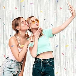 6 Pack White Foil Fringe Curtain Backdrop, 3.28Ft x