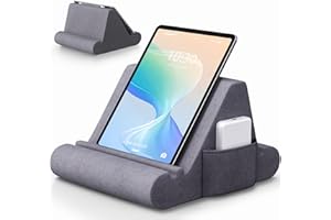 CreaDream Tablet Pillow Stand, Soft Pillow Pad for Lap, Tablet Holder Dock for Bed with 3 Viewing Angles, Pocket, Stylus Moun