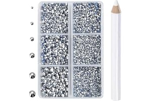 CMBYN 8000pcs Hotfix Rhinestones Flatback,Rhinestones for Crafts Clothes Mixed 6 Sizes, Hotfix Crystals with Wax Pencil Kit, SS3-SS12,Labrdor