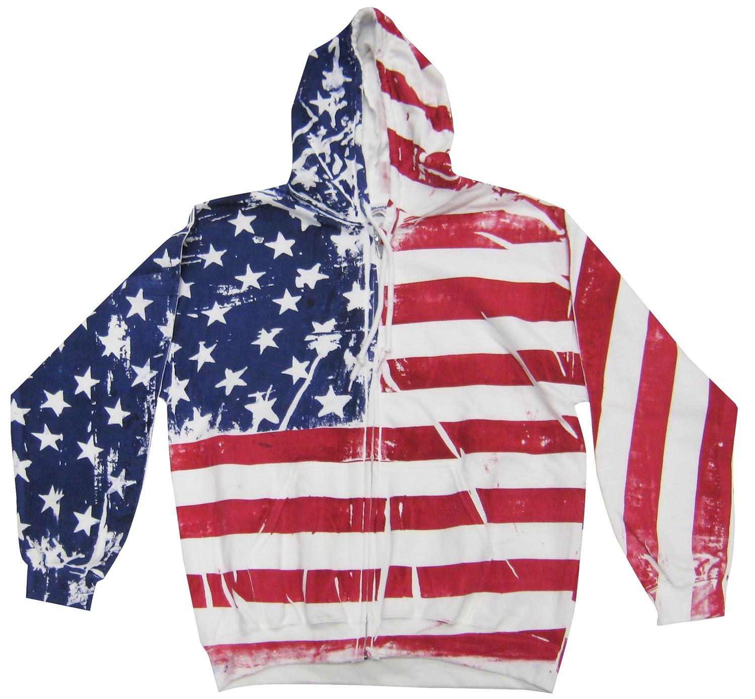 Men's American Flag Zip Up Hoodie (Large) Clothing