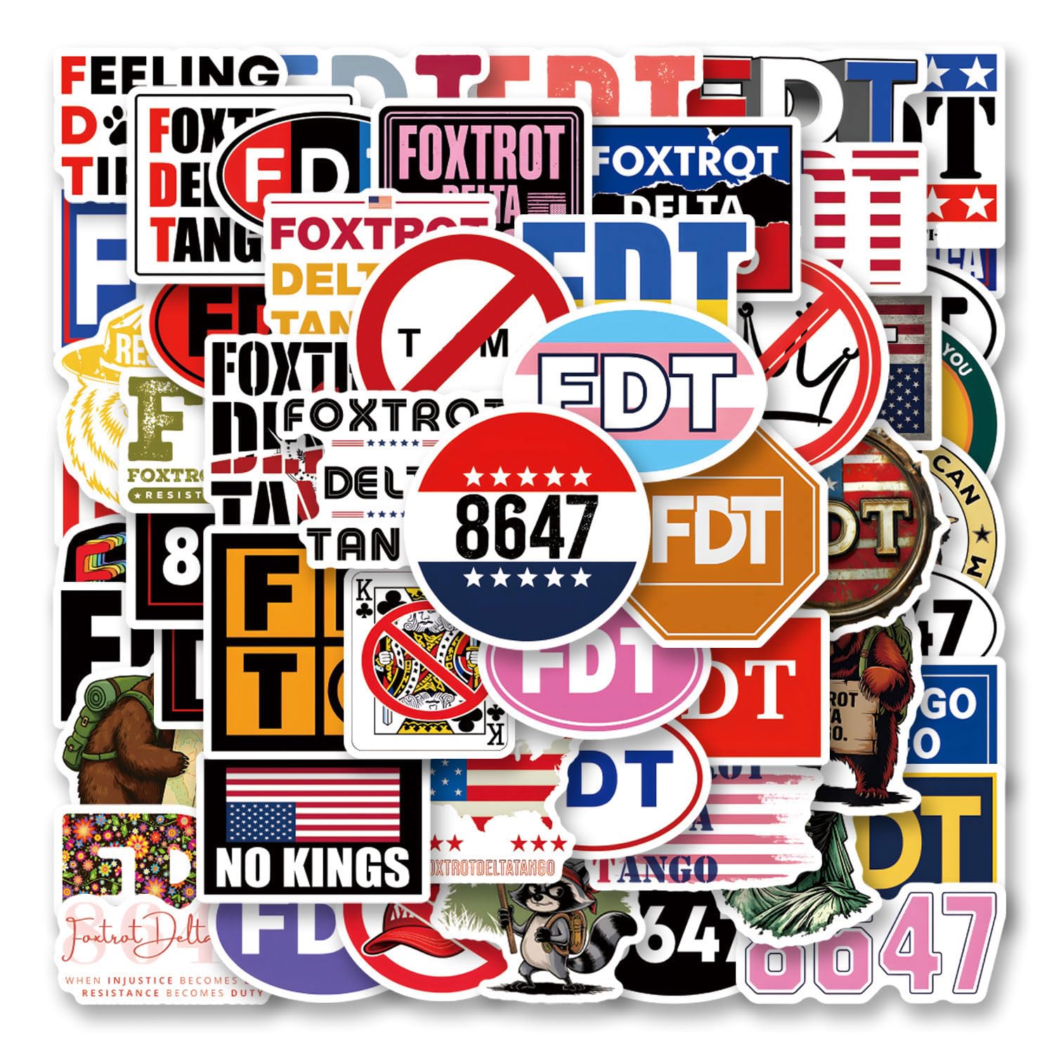 55Pcs Funny FDT Sticker Resist Anti Stickers Cool Waterproof Vinyl for Laptop, Water Bottle, Skateboard, Scrapbooking, Party Favors