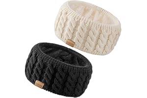 Sofier Winter Headbands for Women Knit Ear Warmers Soft Fuzzy Fleece Lined Cold Weather Ear Muffs Christmas Stocking Stuffers Gifts